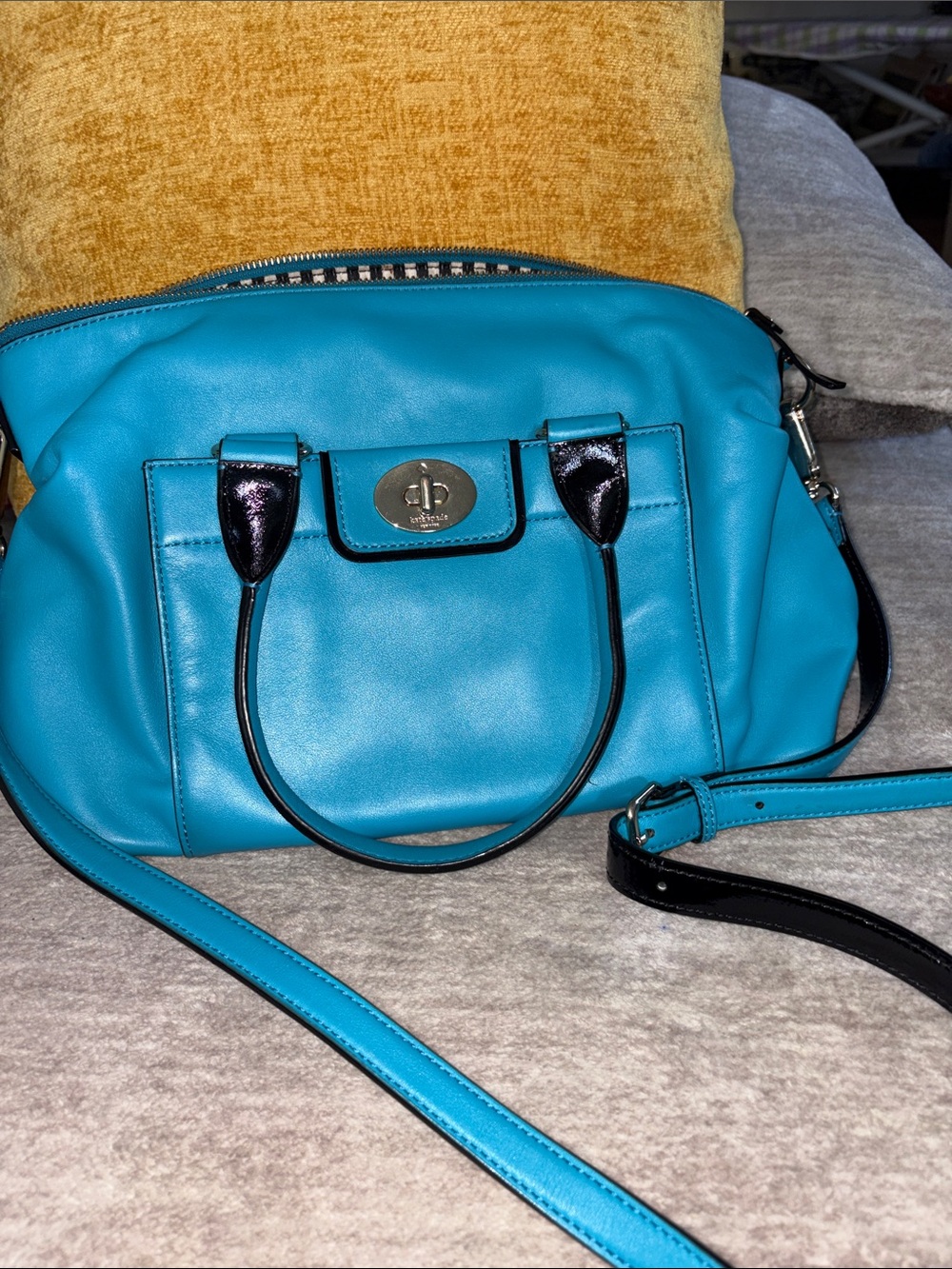 Kate Spade Turquoise Crossbody Satchel Bag NY Hampton Road Janie Collection